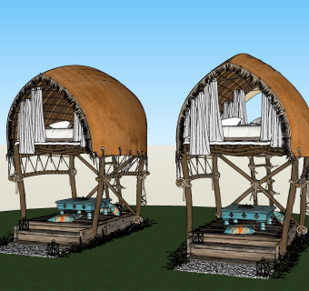 东南亚风格 高脚屋 船形屋 民宿酒店